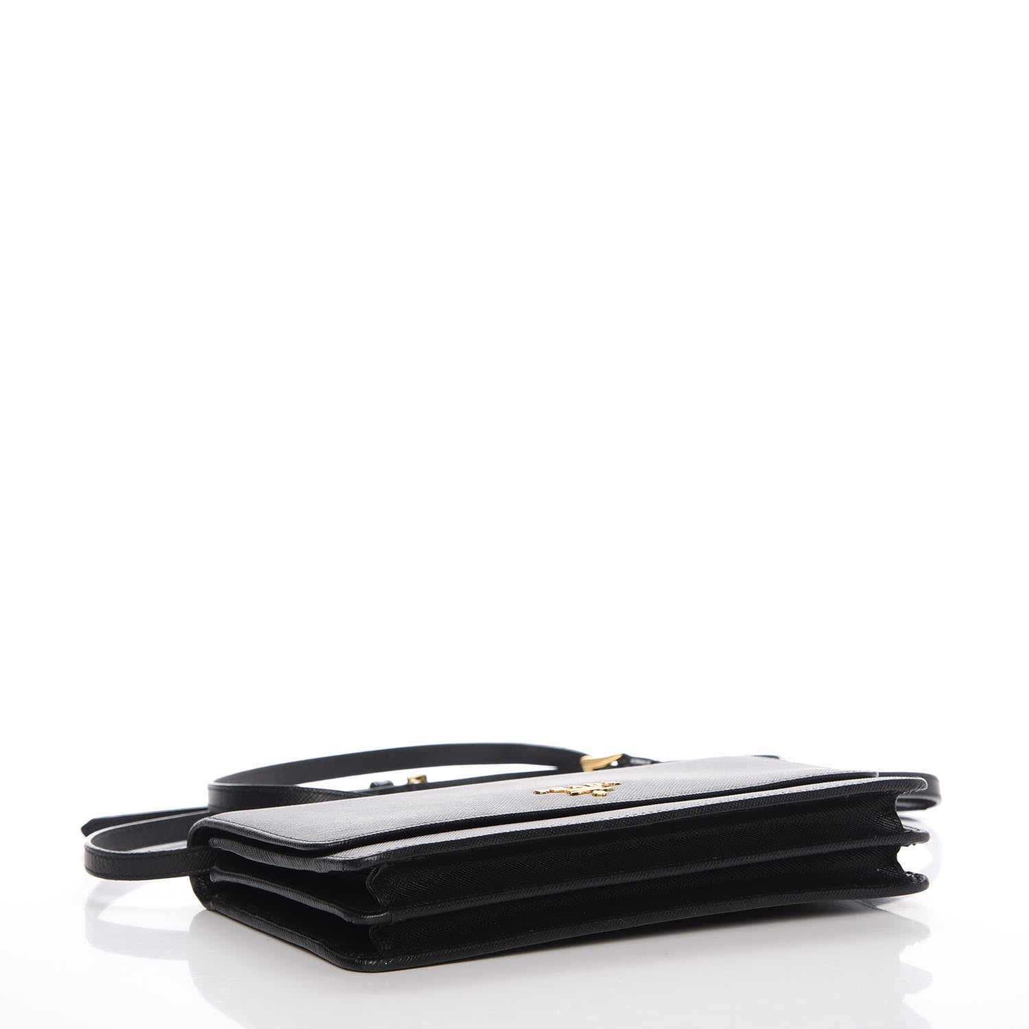 Prada Saffiano Metal Flap Wallet With Strap Nero Black 4 of 9