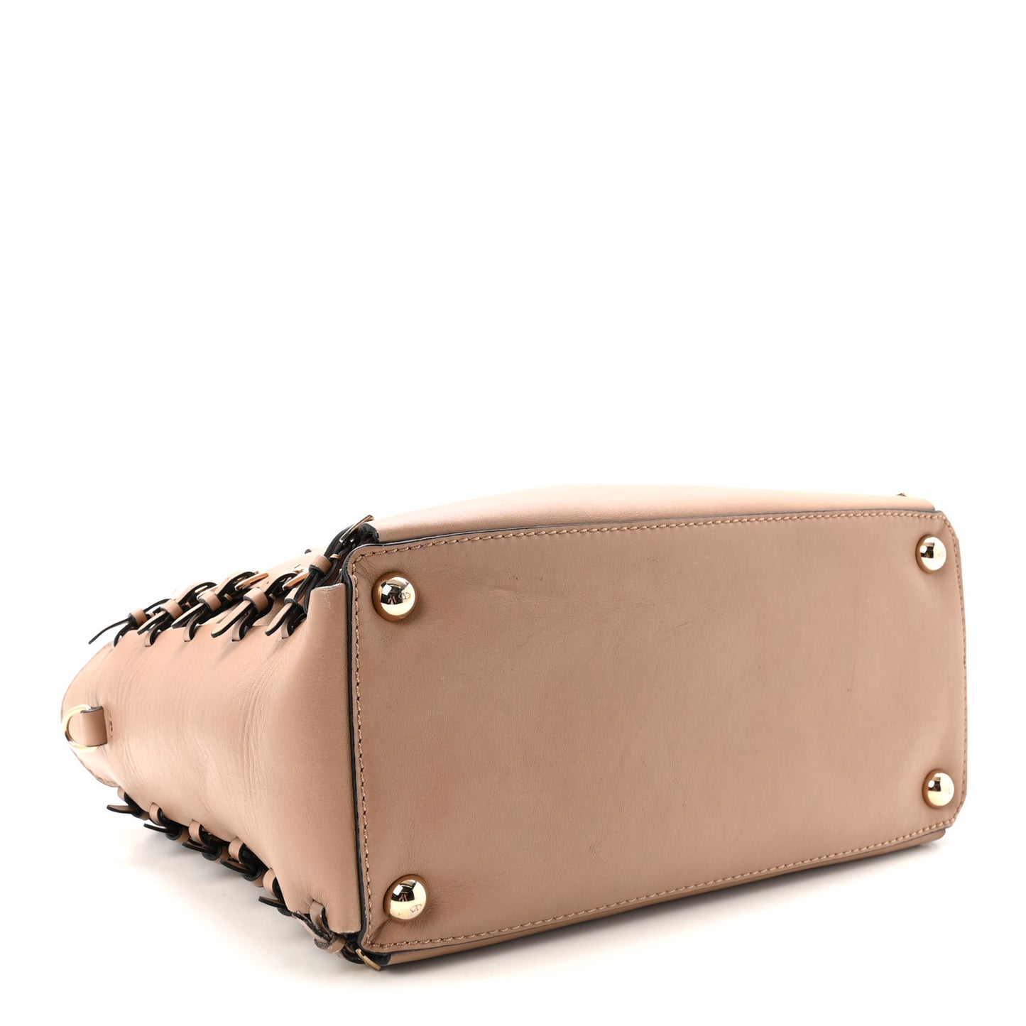 Vitello Buckle Trimmed Top Handle Satchel Poudre