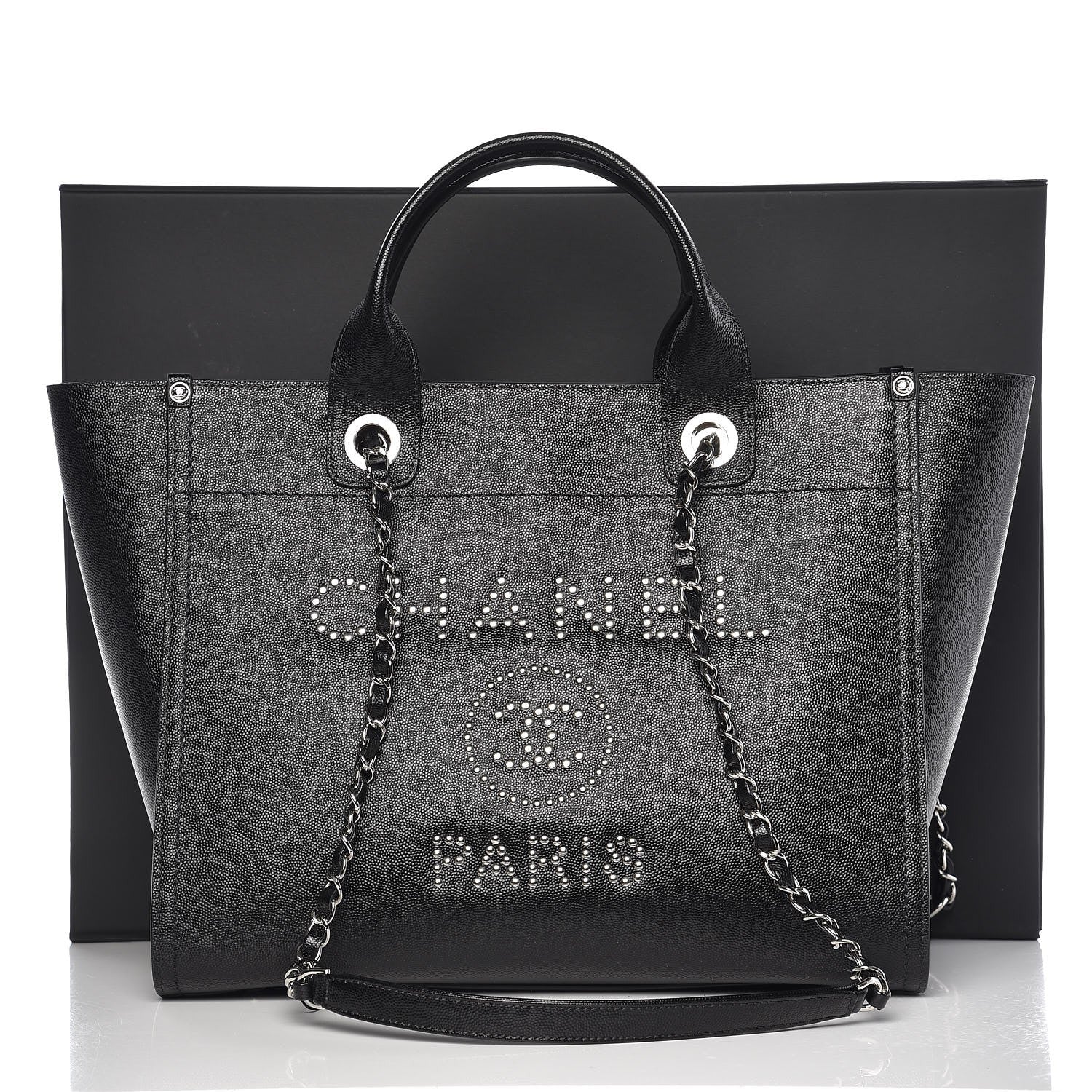 Chanel Caviar Small Studded Deauville Tote Black 10 of 10
