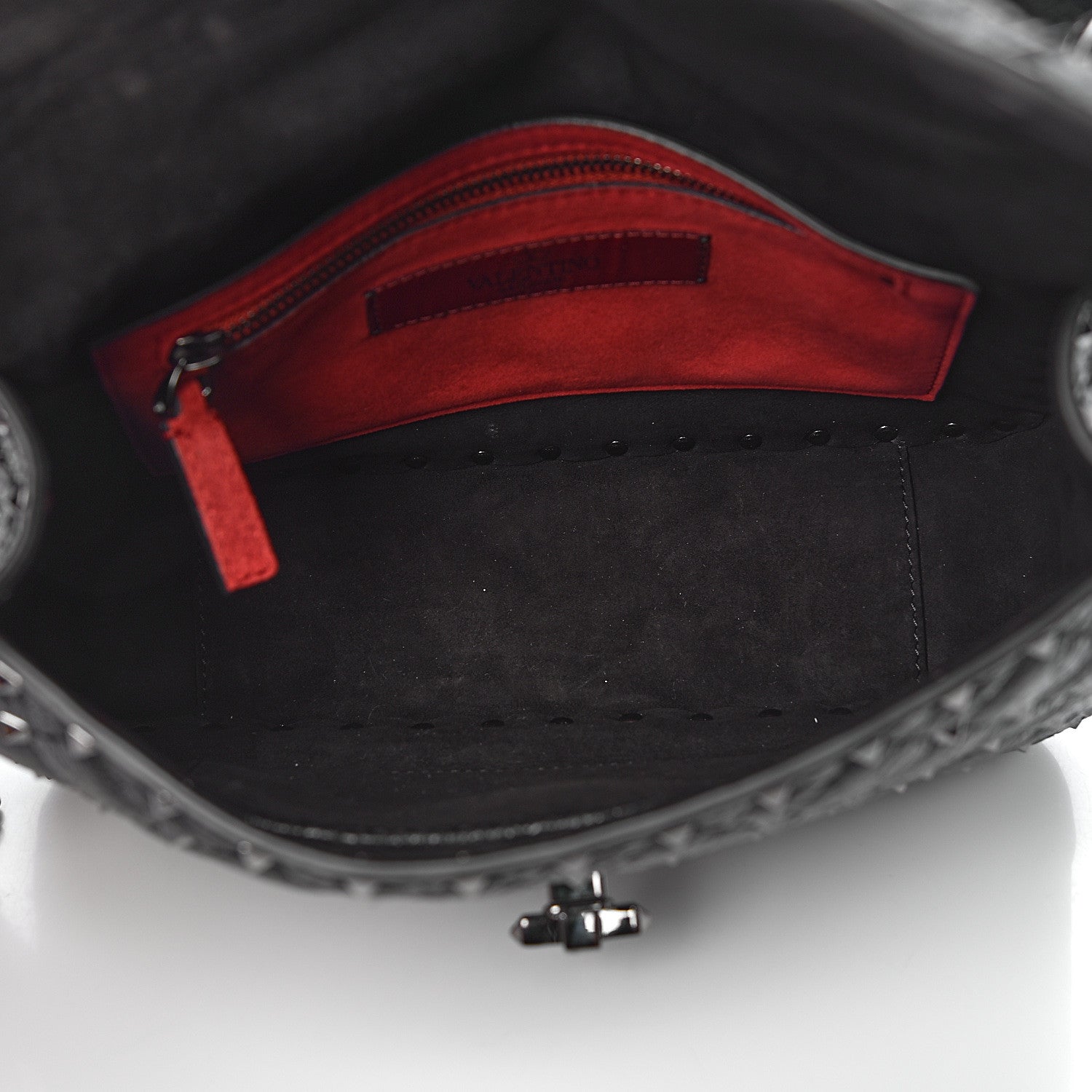 Valentino Garavani Craquele Nappa Medium Rockstud Spike Shoulder Bag Black 5 of 9