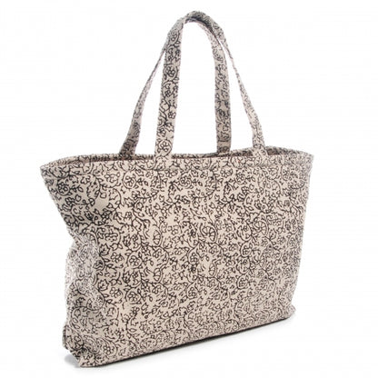 Chanel Canvas Printed Tote Bag Beige Black 3 of 8