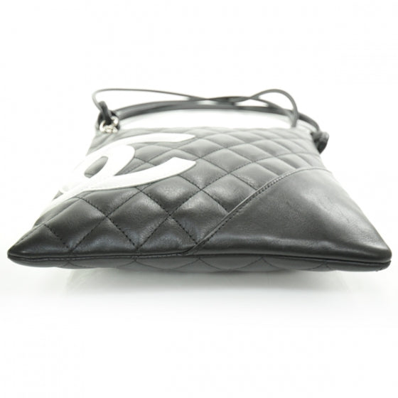 Calfskin Quilted Cambon Messenger Black White
