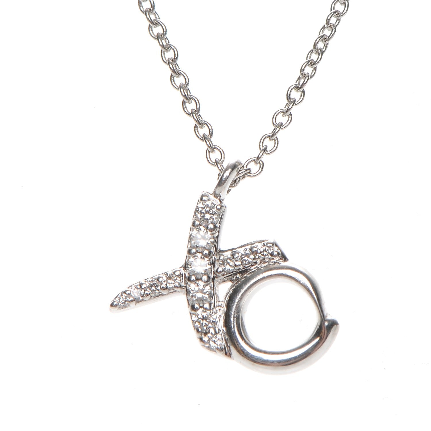 Tiffany 18K White Gold Diamond Paloma Picasso Mini Love and Kisses Pendant Necklace 3 of 9