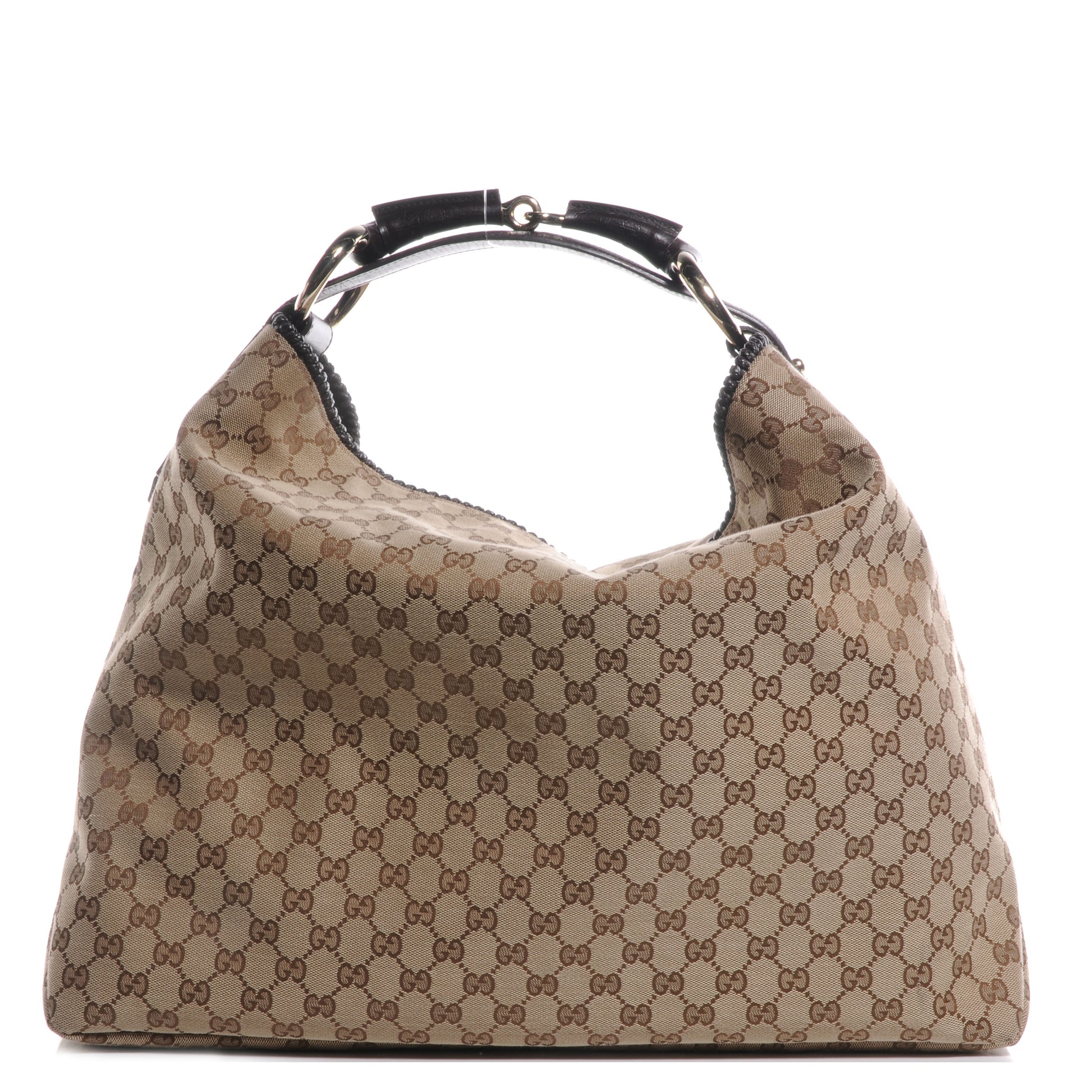 Gucci Monogram Large Horsebit Chain Hobo Brown 1 of 7