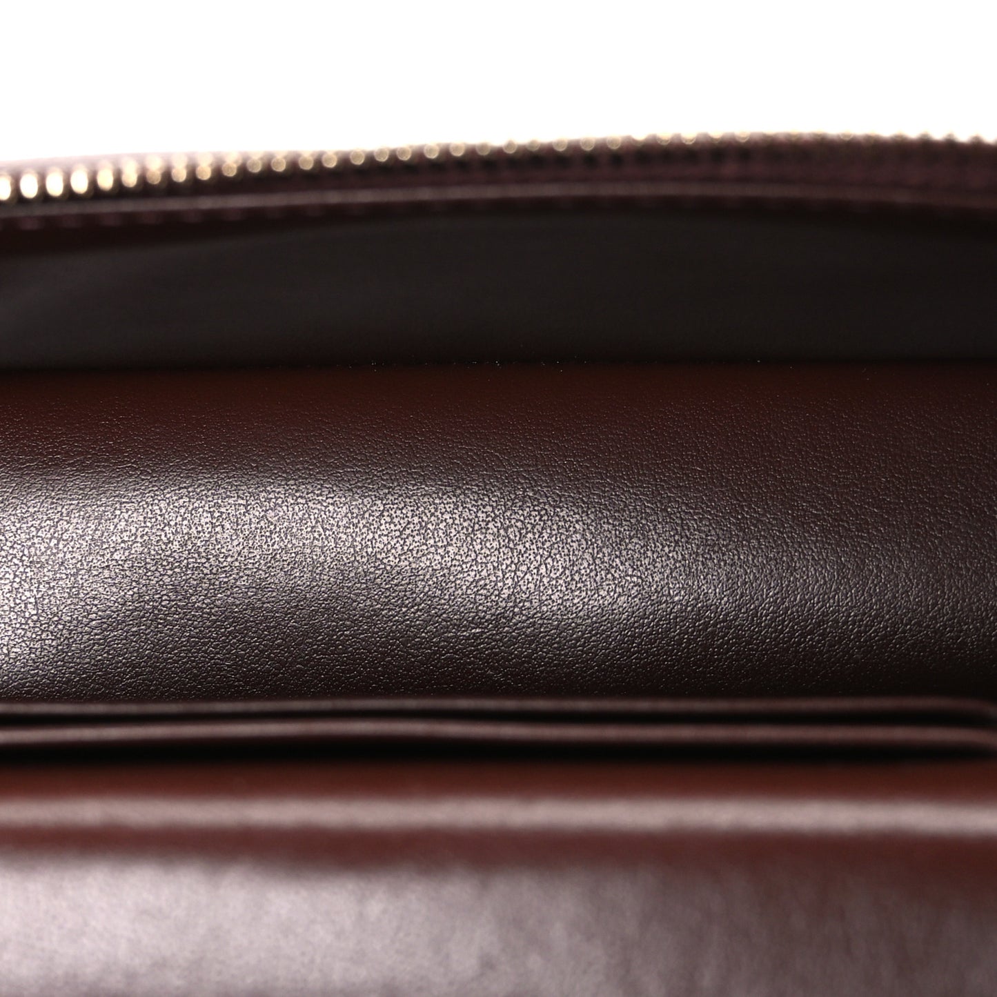 Caviar Quilted Top Handle Slim Vanity With Chain Dark Brown