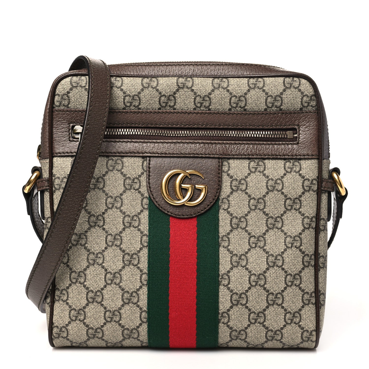 Gucci GG Supreme Monogram Web Small Ophidia Messenger Bag Brown 1 of 13