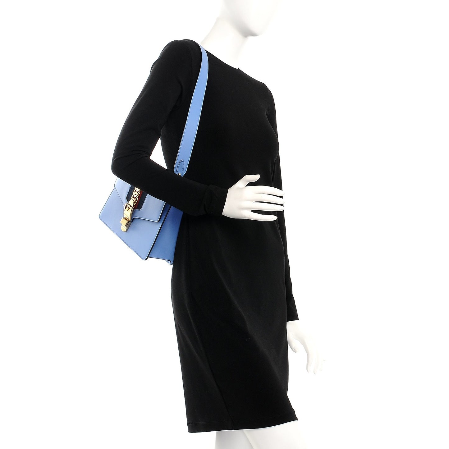 Calfskin Small Sylvie Shoulder Bag Clear Sky Blue