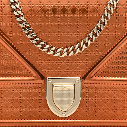 Christian Dior Metallic Patent Micro-Cannage Diorama Wallet on Chain Pouch Orange 7 of 10