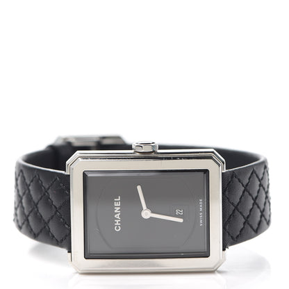 Chanel Stainless Steel Calfskin 26mm Boy-Friend Quilt Quartz Watch Black 2 of 5