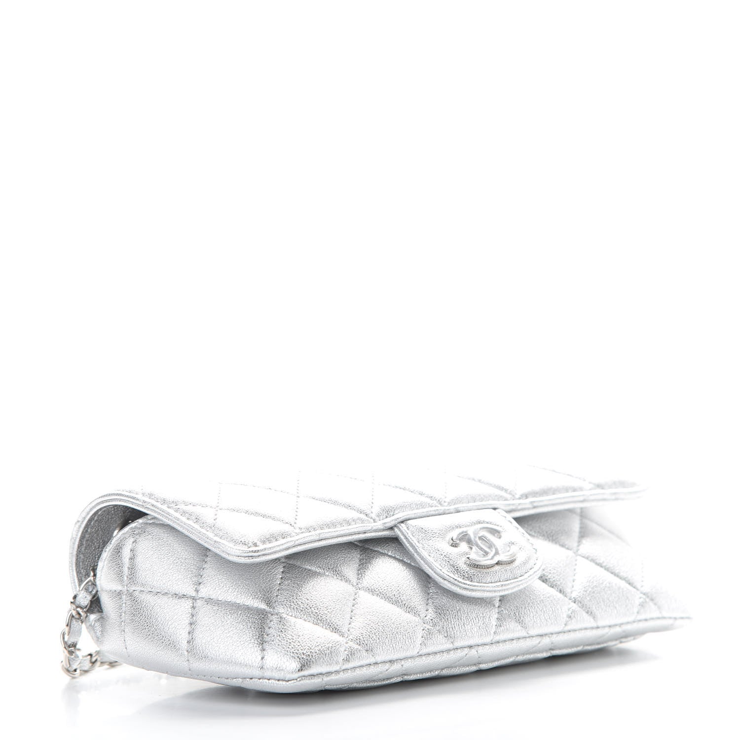 Chanel Metallic Lambskin Quilted Glasses Case With Chain Silver 4 of 12