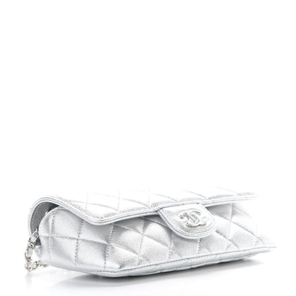 Chanel Metallic Lambskin Quilted Glasses Case With Chain Silver 4 of 12