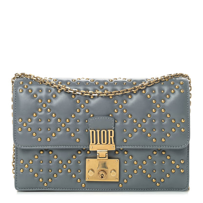 Christian Dior Lambskin Cannage Studded Dioraddict Wallet on Chain Clutch Grey Blue 1 of 7