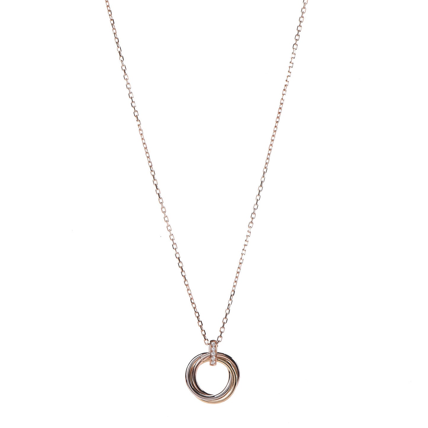18K Pink White Yellow Gold Diamond Trinity Pendant Necklace