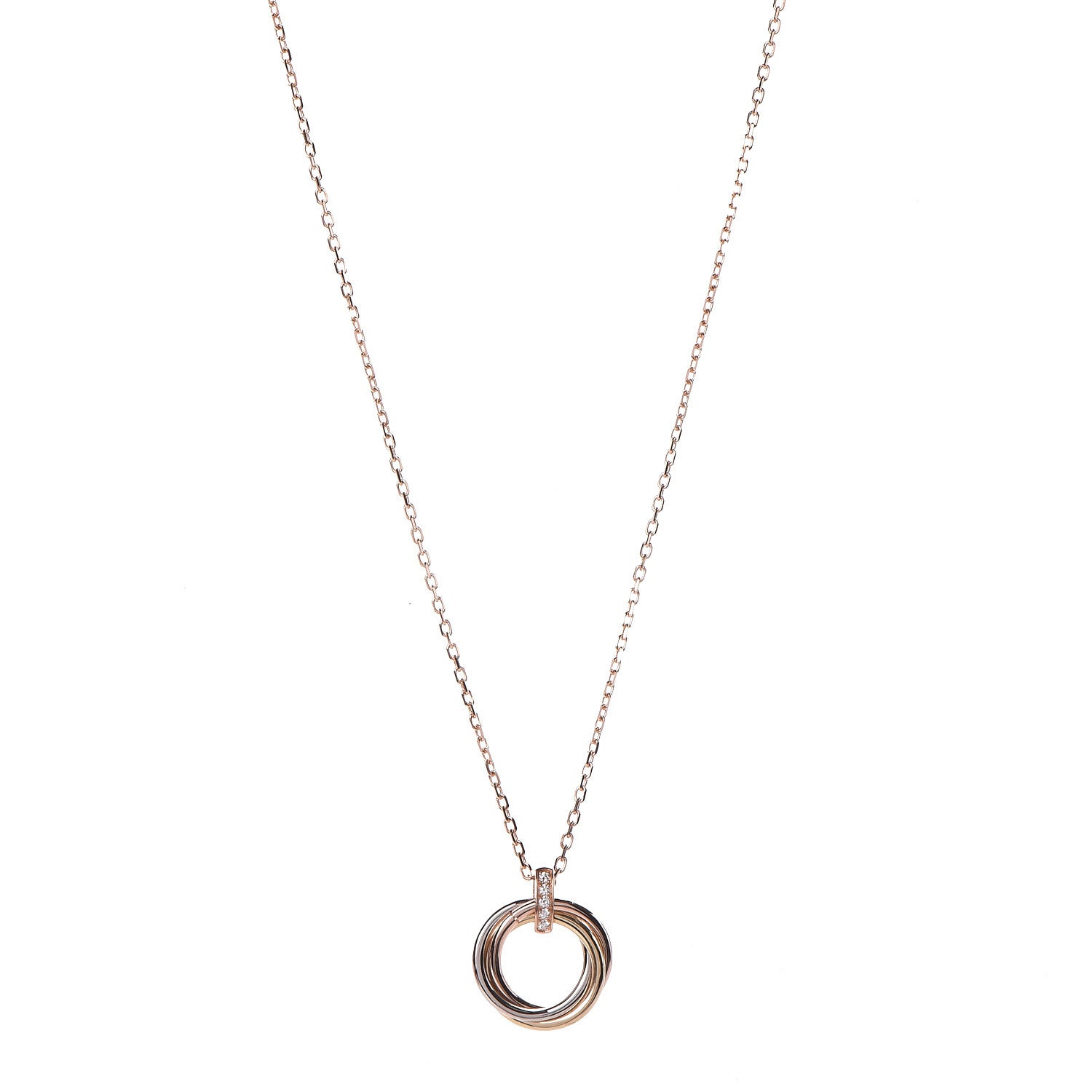 Cartier 18K Pink White Yellow Gold Diamond Trinity Pendant Necklace 1 of 7