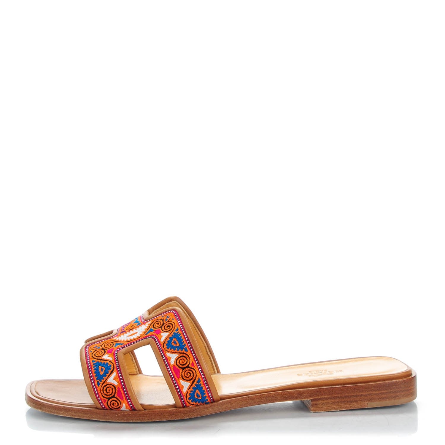 Hermes Calfskin Embroidered Oran Year of India Sandals 38 1 of 8