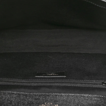 Saint Laurent Grain De Poudre Textured Mixed Matelasse Large Triquilt Monogram Monochrome Satchel Black 5 of 11