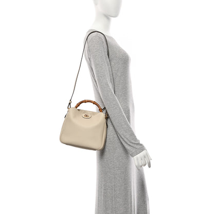 Gucci Softy Wonka Textured Dollar Calfskin Small Diana Shoulder Bag Mystic White Hibiscus Red 2 of 11