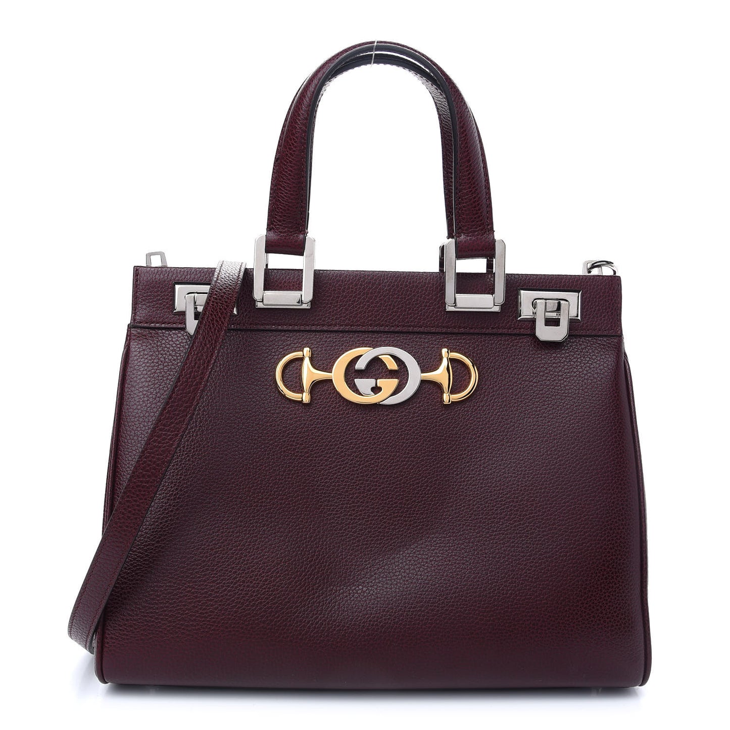 Grainy Calfskin Small Zumi Top Handle Bag Vintage Bordeaux