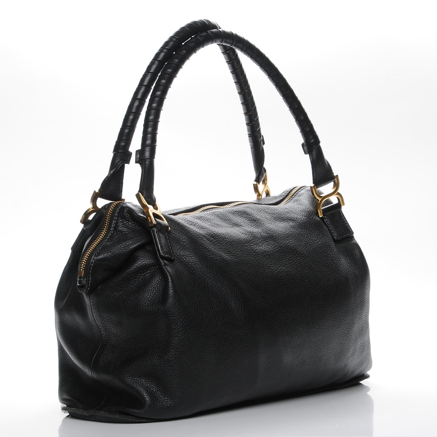 Calfskin Large Marcie Satchel Black