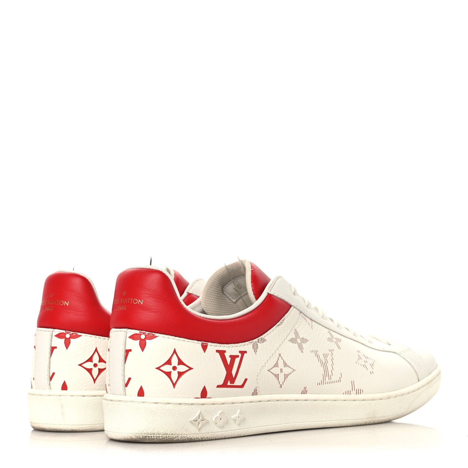 Louis Vuitton Calfskin Monogram Luxembourg Sneakers 10 Red White 5 of 9