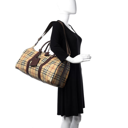 Burberry Haymarket Check Duffle Bag Dark Brown 2 of 9