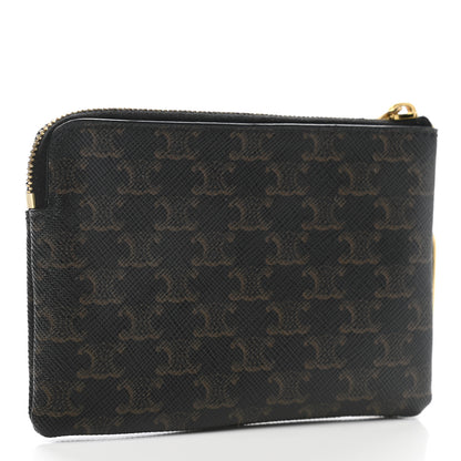 Celine Triomphe Canvas Logo Coin and Card Pouch With Hook Black 3 of 6