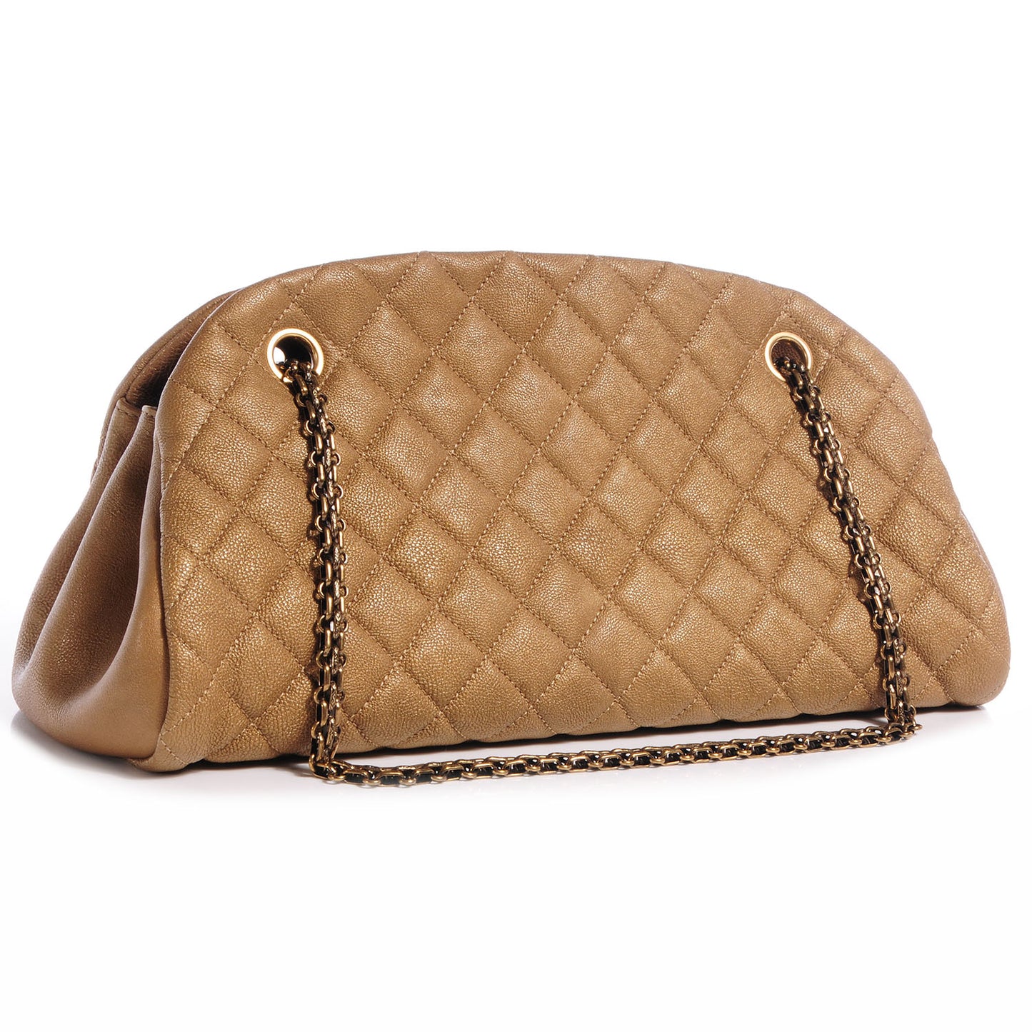 Metallic Calfskin Quilted Medium Just Mademoiselle Gold