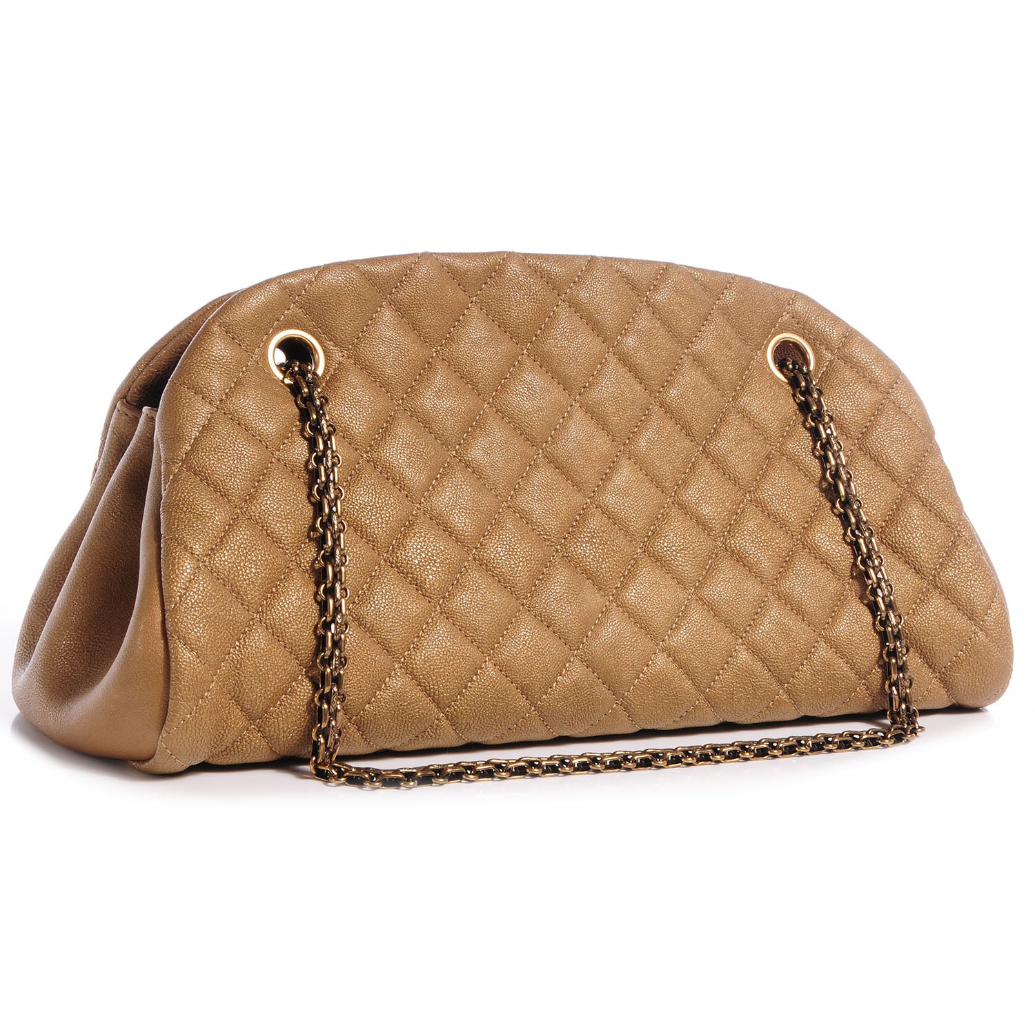 Chanel Metallic Calfskin Quilted Medium Just Mademoiselle Gold 3 of 7