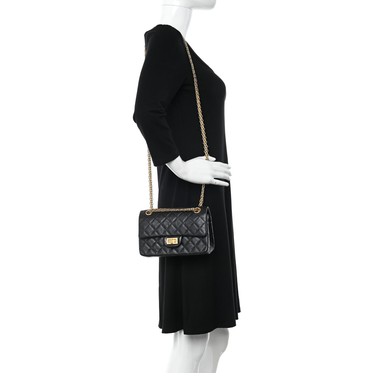 Chanel Aged Calfskin Quilted 2.55 Reissue Mini Flap Black 3 of 13