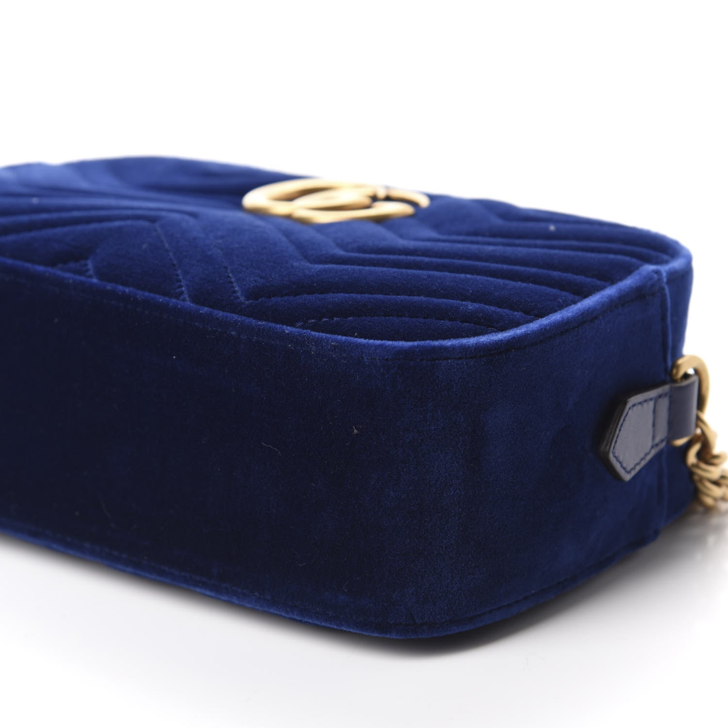 Gucci Velvet Matelasse Small GG Marmont Chain Shoulder Bag Cobalt 7 of 10