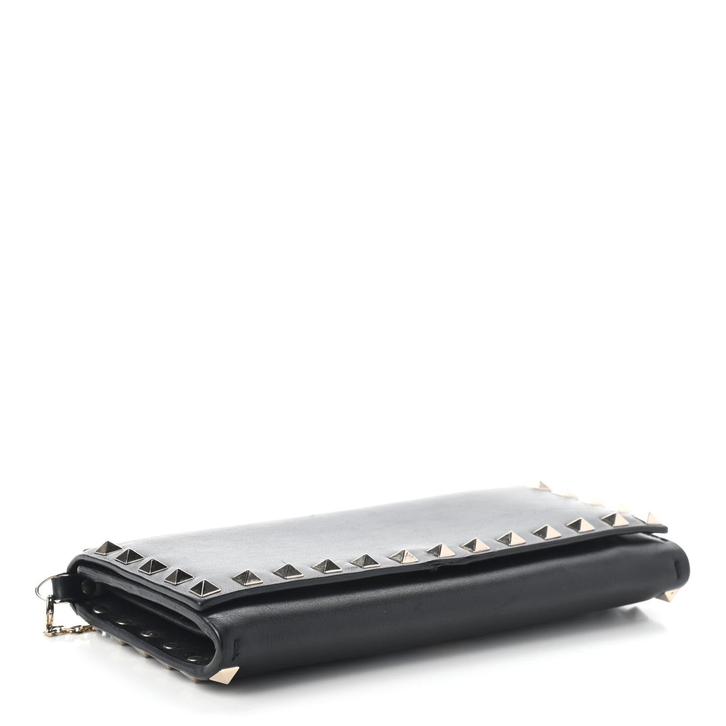 Vitello Rockstud Flap Wallet on Chain Black