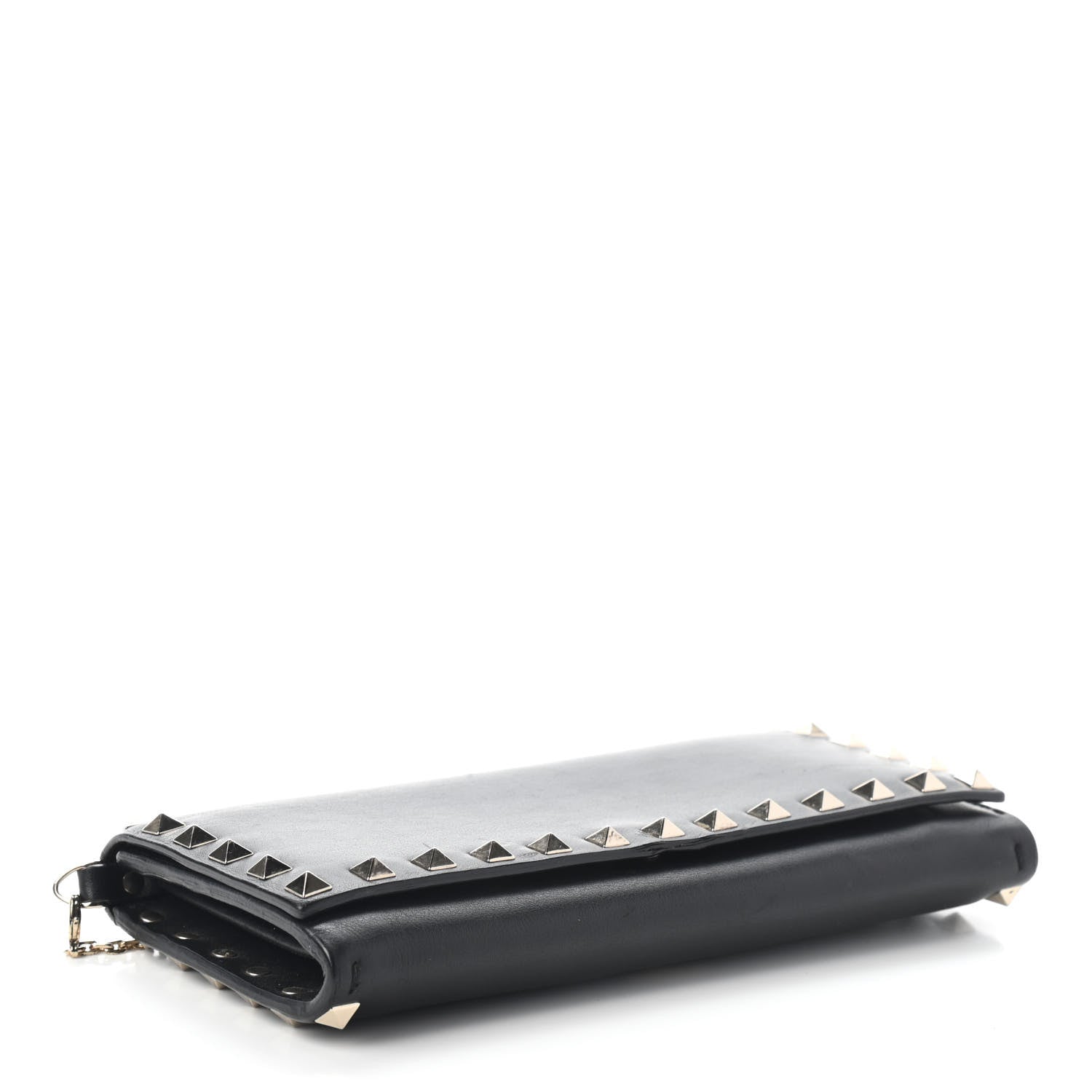 Valentino Garavani Vitello Rockstud Flap Wallet on Chain Black 4 of 10