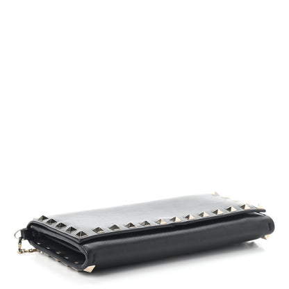 Valentino Garavani Vitello Rockstud Flap Wallet on Chain Black 4 of 10