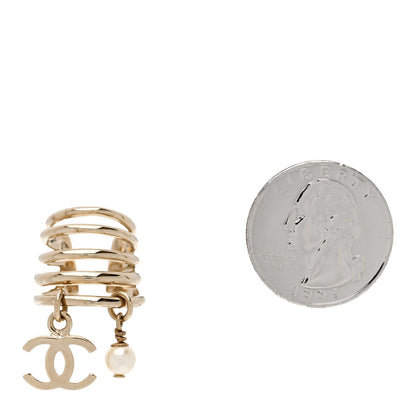Chanel Metal Pearl CC Single Jewel Ear Cuff Gold 2 of 5