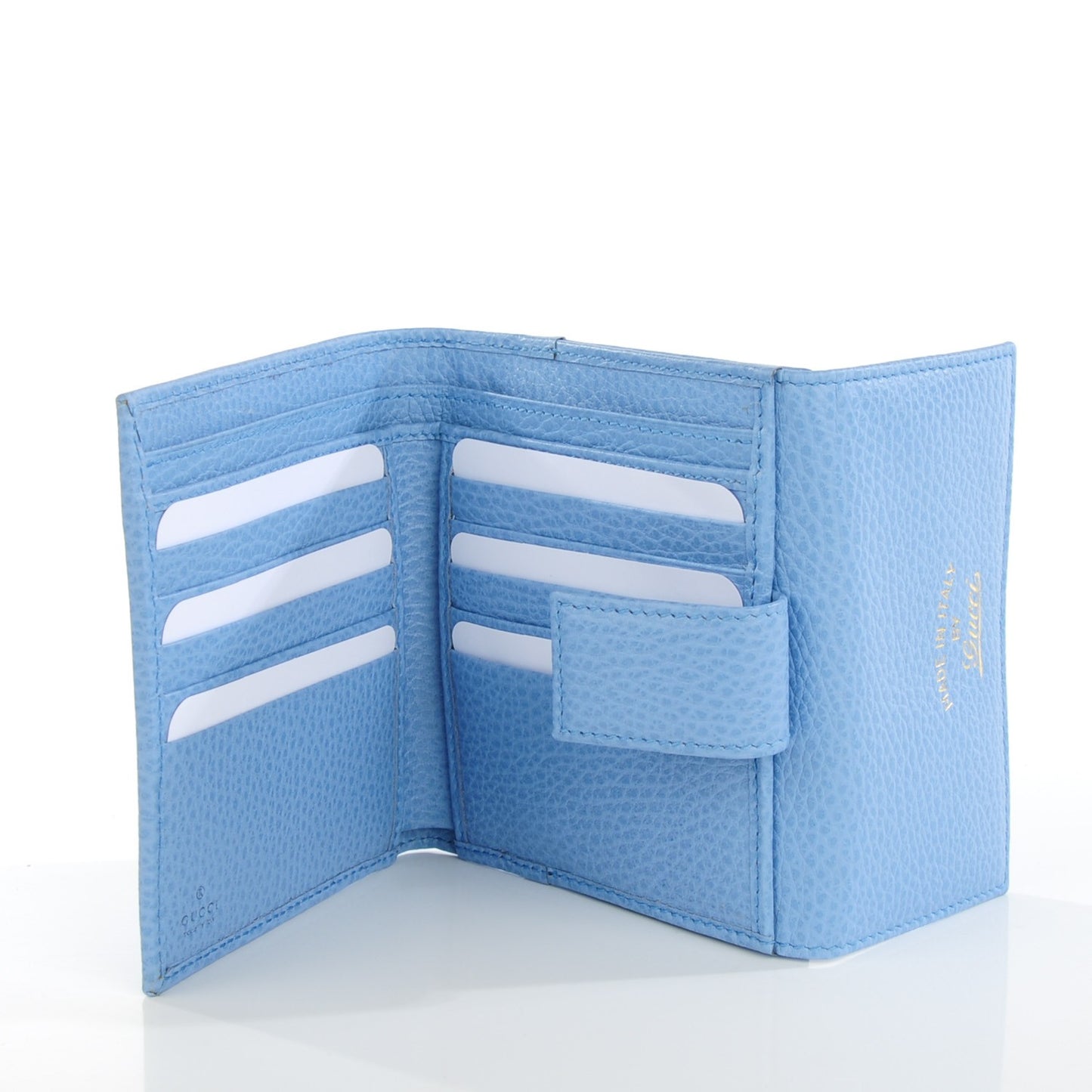 Dollar Calfskin Swing French Flap Wallet Mineral Blue