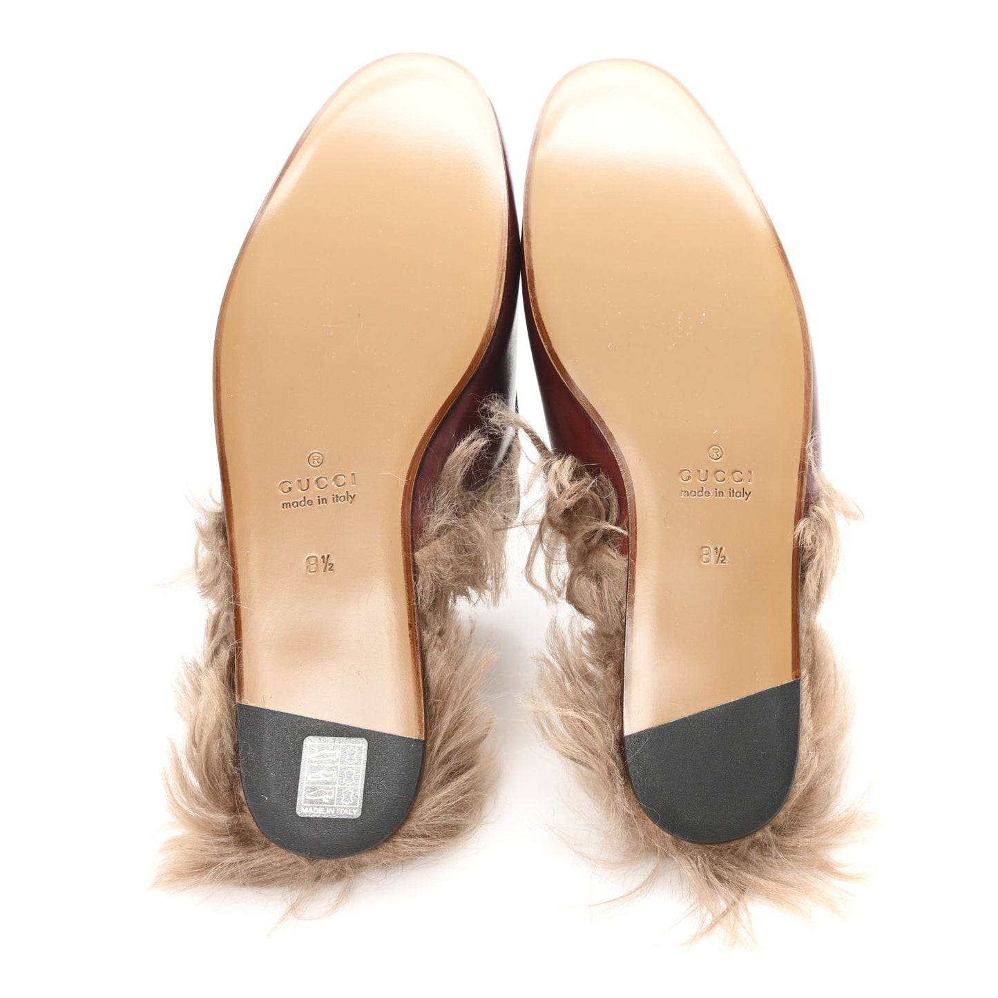 etis Glamour Calfskin Granada Kid Fur Mens Princetown Slippers 8.5 Ruby Bordeaux Naturale