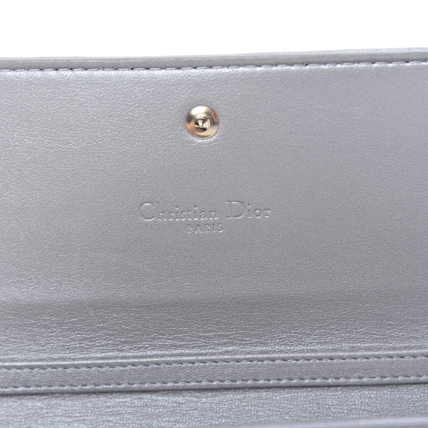 Christian Dior Metallic Lambskin Cannage Lady Dior Rendezvous Wallet On Chain Silver 8 of 11