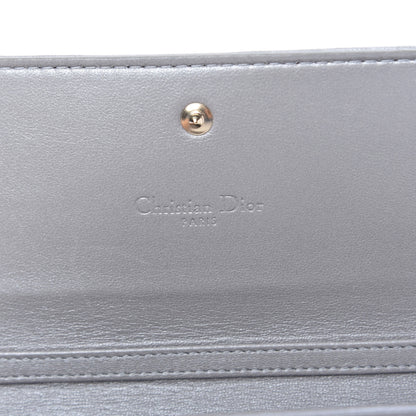Christian Dior Metallic Lambskin Cannage Lady Dior Rendezvous Wallet On Chain Silver 8 of 11