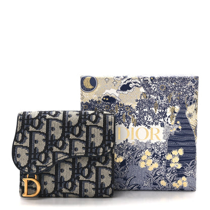 Christian Dior Saddle Lotus Wallet Blue 9 of 9