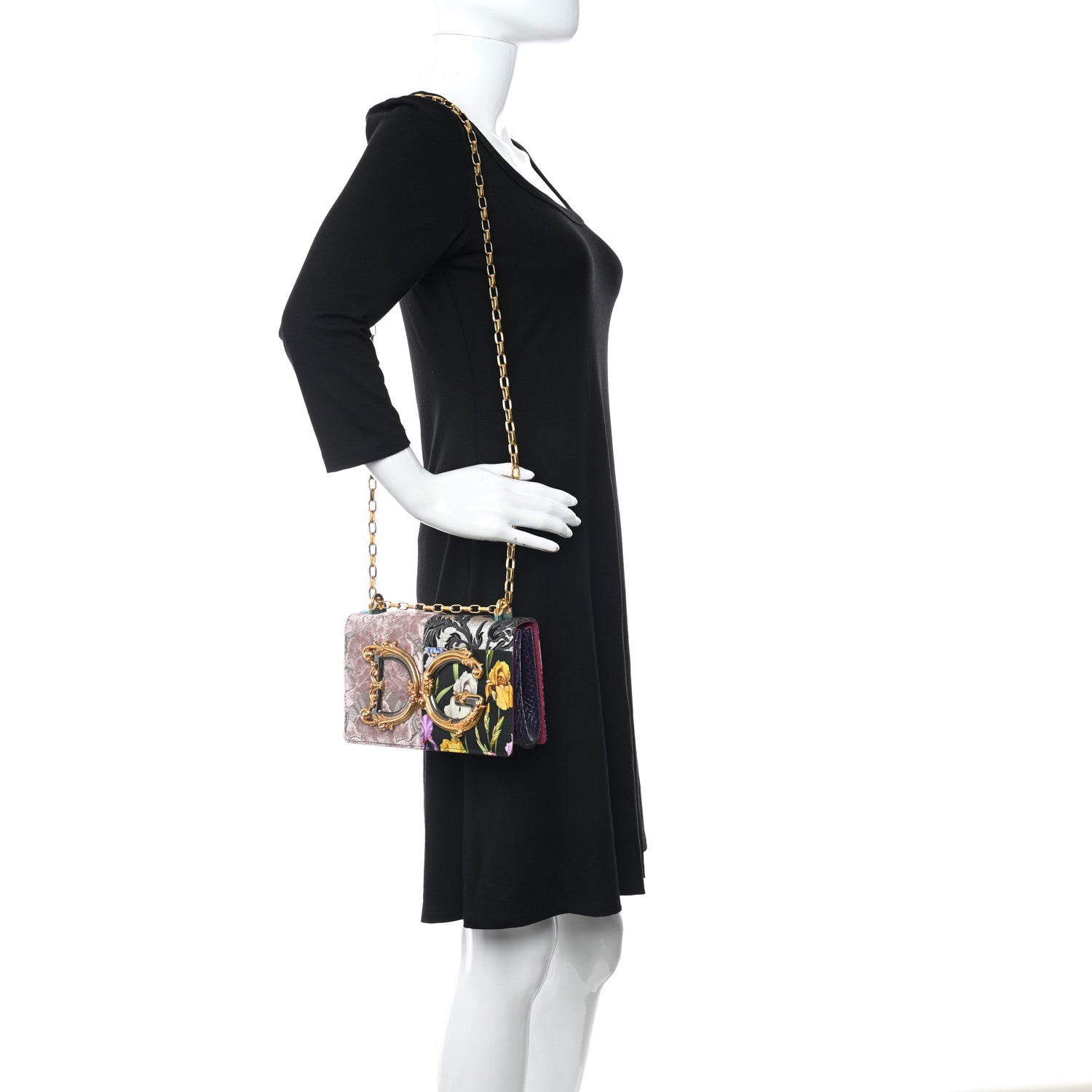 Dolce & Gabbana Patchwork Snakeskin Brocade DG Girls Shoulder Bag Multicolor 2 of 9
