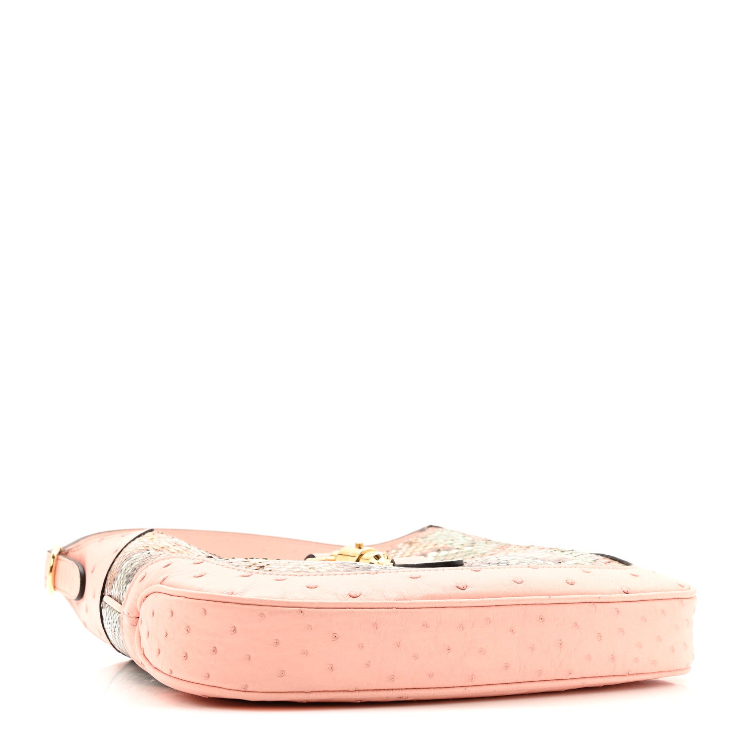 Gucci Snakeskin Ostrich Calfskin Small Jackie 1961 Hobo Pink Multicolor 4 of 15