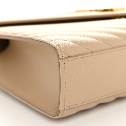 Saint Laurent Grain De Poudre Matelasse Chevron Large Monogram Satchel Nude Powder 9 of 10