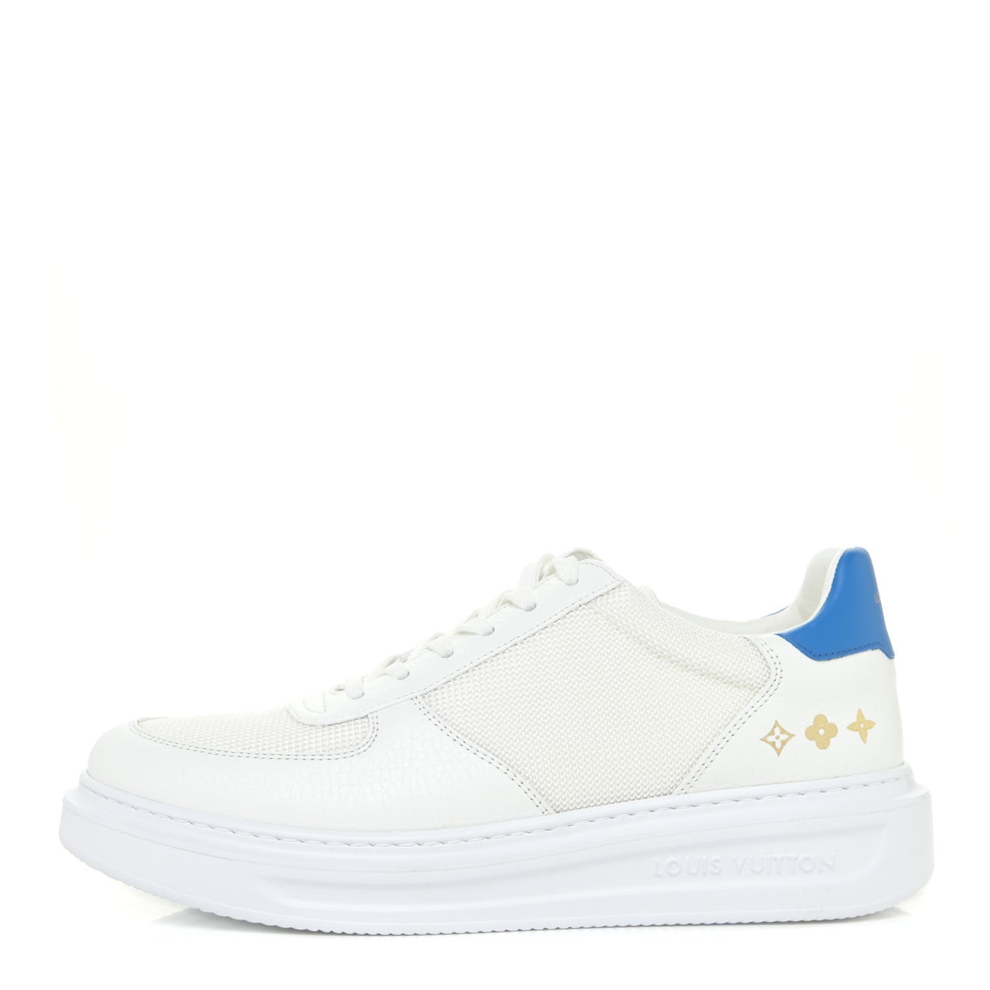Calfskin Mongram Beverly Hills Sneakers 7.5 White Blue