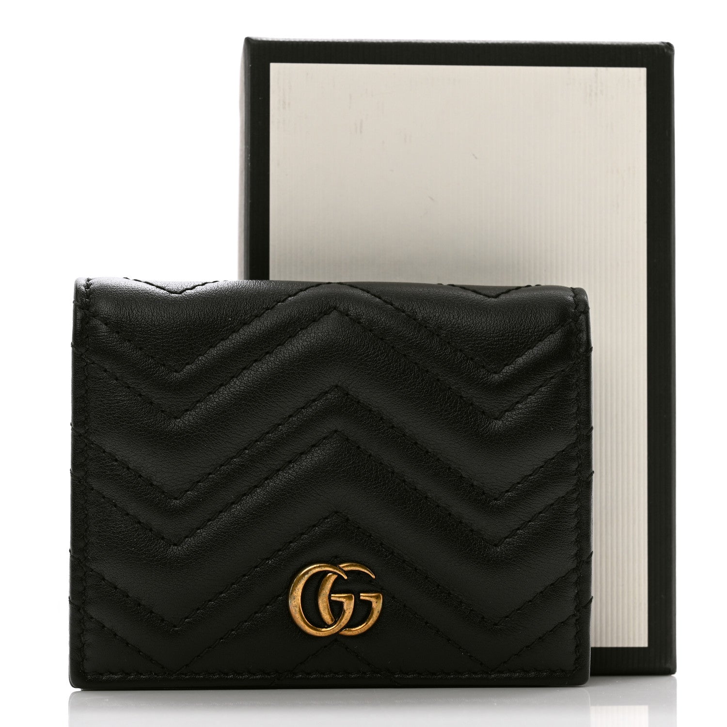 Gucci Calfskin Matelasse GG Marmont Card Case Black 9 of 9