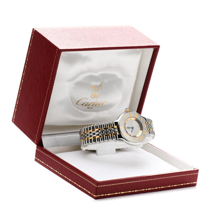 Cartier Stainless Steel 18K Yellow Gold 28mm Must De 21 Bullet Link Quartz Watch 7 of 7