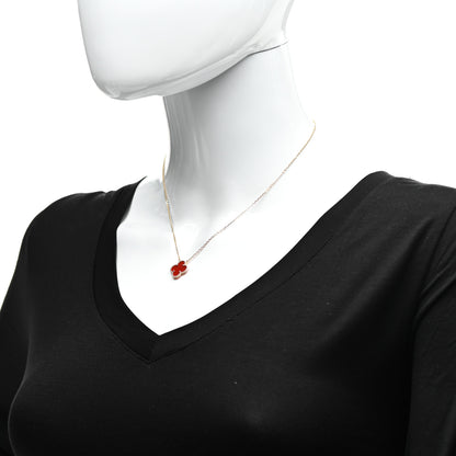 Van Cleef & Arpels 18K Yellow Gold Carnelian Vintage Alhambra Pendant Necklace 2 of 7