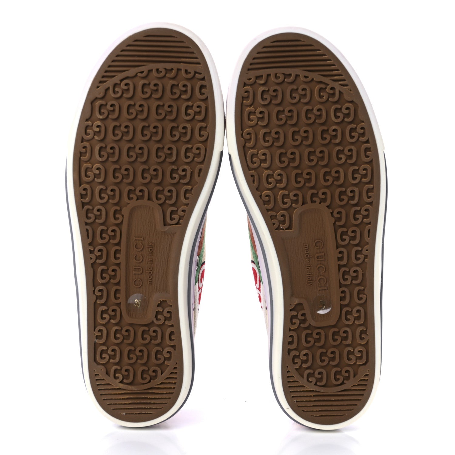 Gucci Canvas Web GG Apple Womens 1977 Tennis Sneakers 35 Ivory Red Mystic White New Shamarock 5 of 7