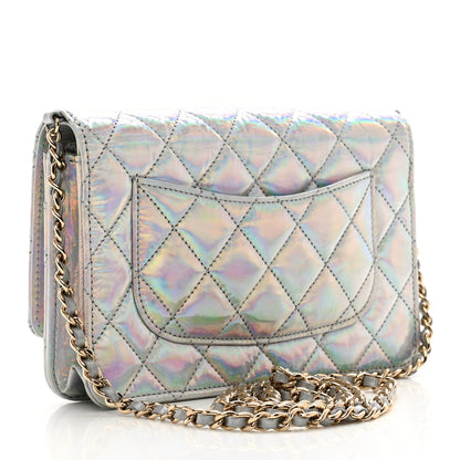 Chanel Iridescent Goatskin Quilted Wallet On Chain WOC Silver 3 of 12