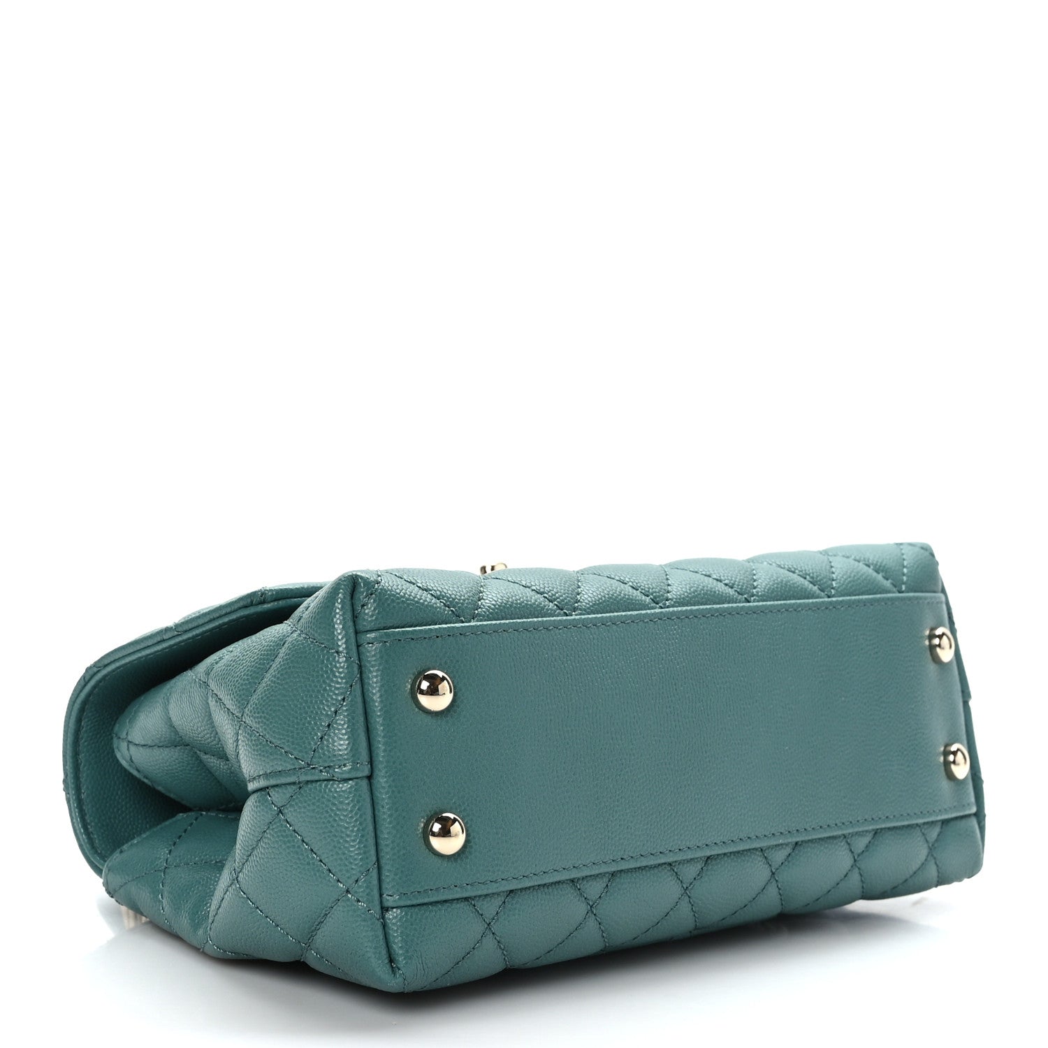 Chanel Caviar Quilted Lizard Embossed Mini Coco Handle Flap Green 4 of 10