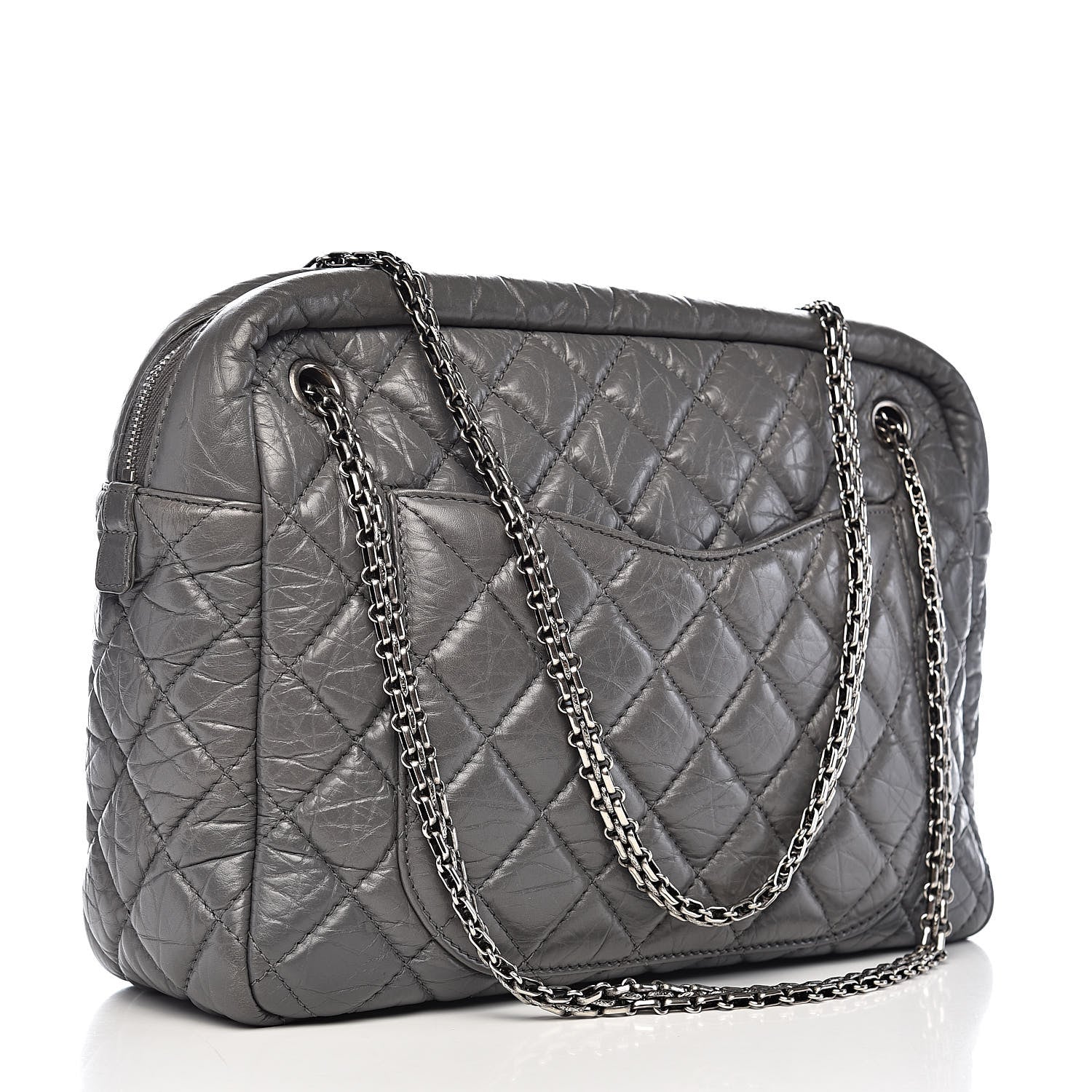Chanel Aged Calfskin Quilted Large Reissue Camera Case Grey 3 of 14